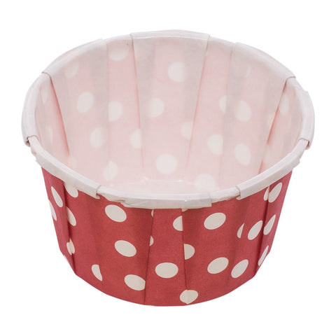 SOUFFLE BAKING CASE POLKA DOT RED 38X28MM 100PCS (#53317)