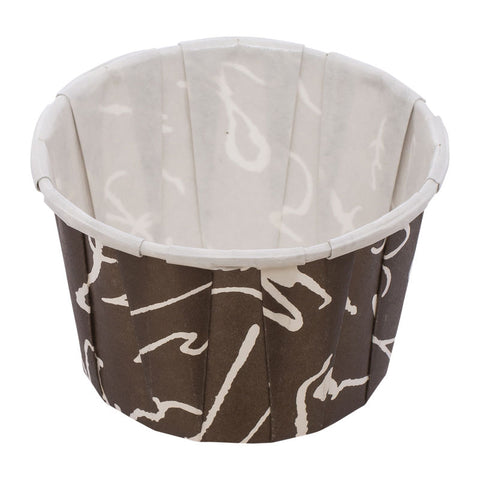 SOUFFLE BAKING CASE BROWN WRITING44X35MM 100PCS (#53318)
