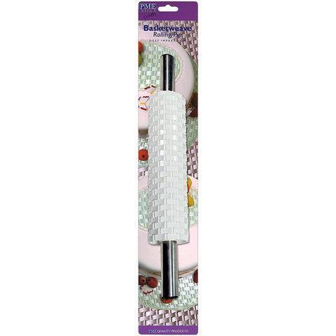 10" BASKETWEAVE ROLLING PIN W HANDLE (#53790)