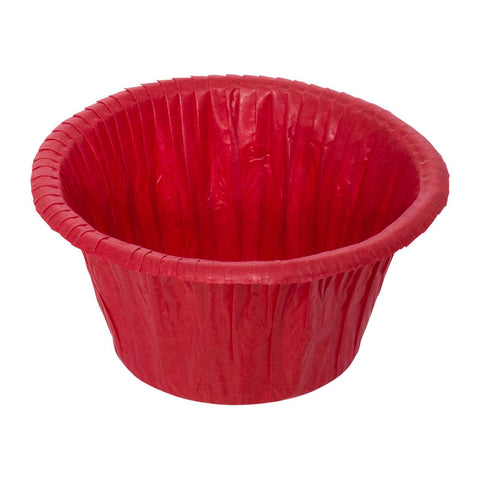 MUFFIN BAKING CASE FRILLED RED 5X4CM 50PCS (#53910)