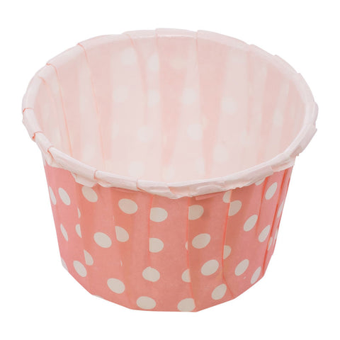 SOUFFLE BAKING CASE POLKA DOT PINK 44X35MM 100PCS (#53918)