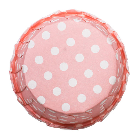 SOUFFLE BAKING CASE POLKA DOT PINK 44X35MM 100PCS (#53918)