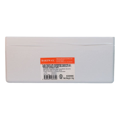 DARK CHOCOLATE COUVERTURE DROPLETS 54% 6KG (#53996)