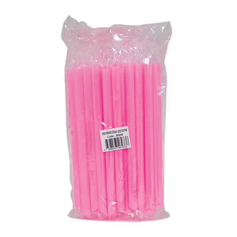 SINGLE WRAPPED STRAW 12X21CM PINK (#55248)