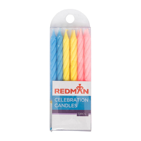 CANDLE 0.8X8CM SOLID ASSORTED COLOR WITH HOLDER (#55970)