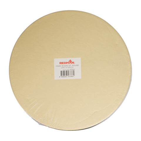CAKEBOARD 9" ROUND/GOLD 5PCS (#56344)