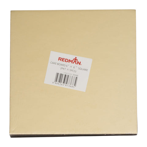 CAKEBOARD 6" SQUARE/GOLD 5PCS (#56346)