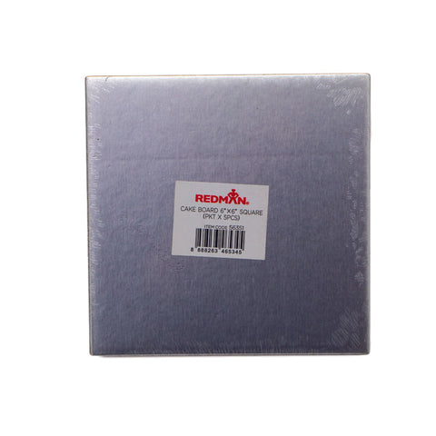 CAKEBOARD 6" SQUARE/SILVER 5PCS (#56351)