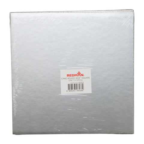 CAKEBOARD 8" SQUARE/SILVER 5PCS (#56353)