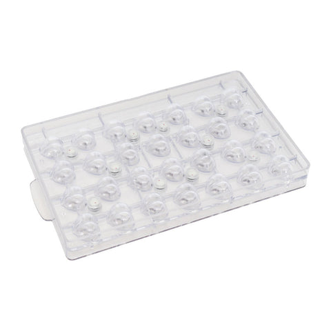 CHOCOLATE 3D HEART MOULD BALL 28PCS 31X27XH21MM (#56667)
