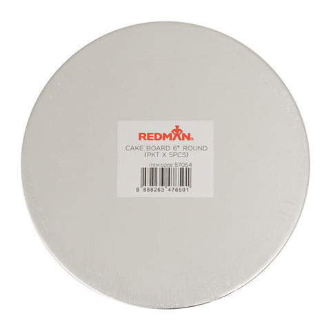 CAKEBOARD 6" ROUND SILVER 5PCS (#57054)
