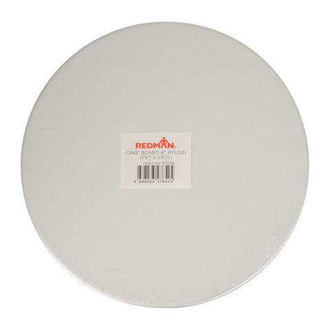 CAKEBOARD 8" ROUND SILVER 5PCS (#57056)