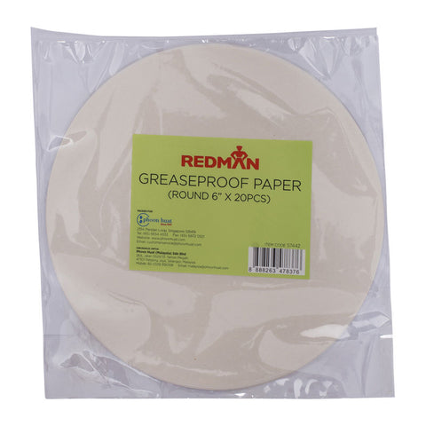 GREASEPROOF PAPER ROUND 6" 20PC (#57442)