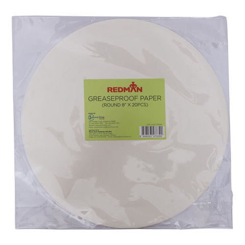 GREASEPROOF PAPER ROUND 8" 20PC (#57444)