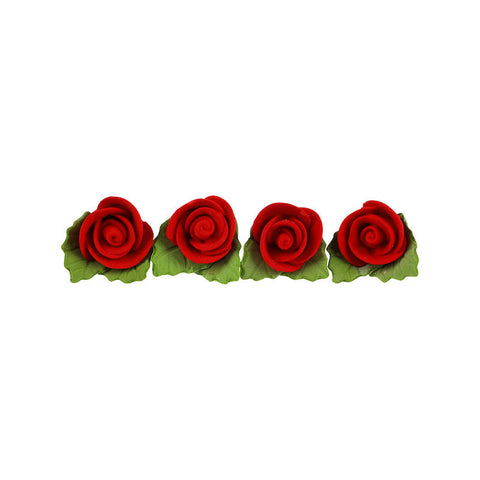 GUM PASTE FLOWER ROSE RED 12PCS 2.5X2.5CM (#57476)