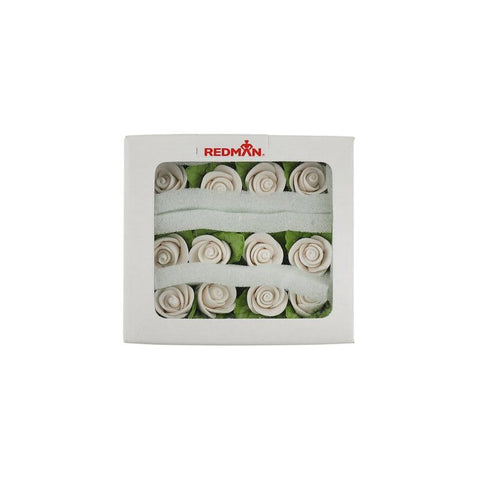 GUM PASTE FLOWER ROSE WHITE 12PCS 2.5X2.5CM (#57478)