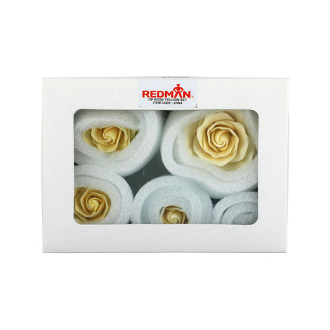 GUM PASTE FLOWER ROSE YELLOW SET 5PCS 7X4CM (#57484)