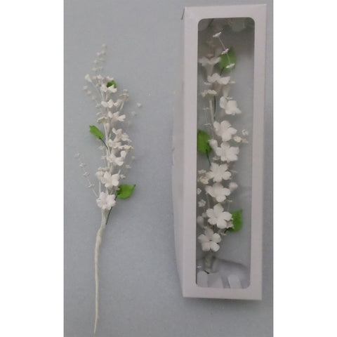 GUM PASTE FLOWER STEVENUT SPRAY WHITE 6X24CM (#57491)