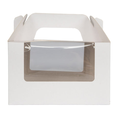 CAKE BOX PLAIN WHITE WINDOW/HANDLE6.5X6.5X4H 5PCS (#57549)