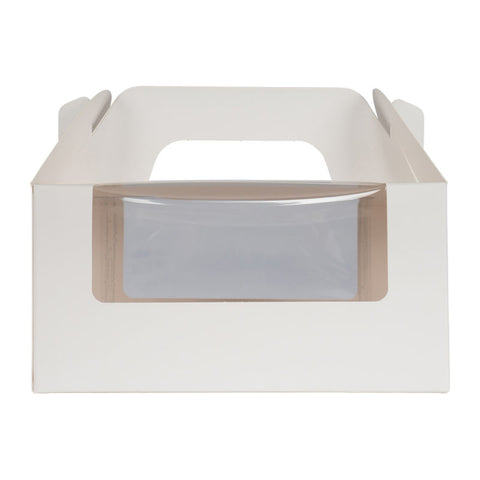 CAKE BOX PLAIN WHITE WINDOW/HANDLE 7X5X3.5" 5PCS (#57550)