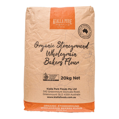 ORGANIC STONEGROUND WHOLEGRAIN BAKERS FLOUR 20KG (#57629)