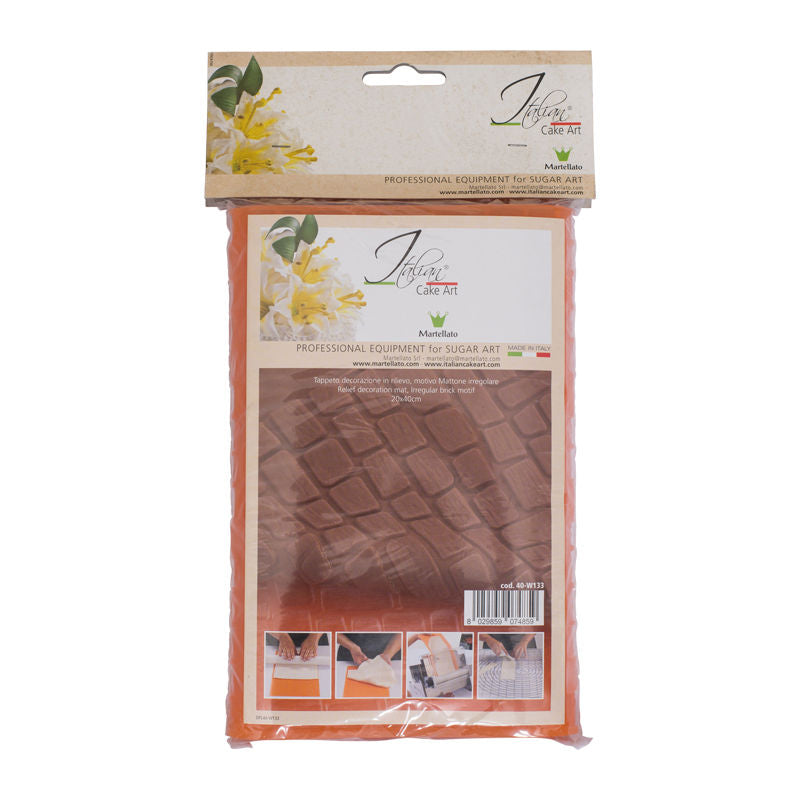 SILICONE MAT IRREGULAR BRICK MOTIF 40X20CM (