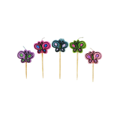 CANDLE TOOTHPICK-BUTTERFLY 5PC (#58540)