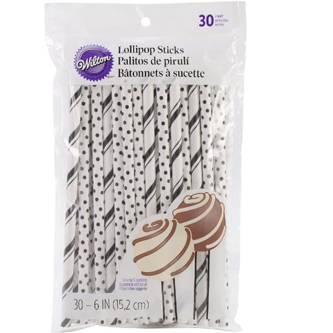LOLLIPOP STICKS BLACK 6" 30PCS 1912-4003 (#58561)