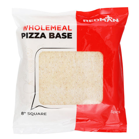 SQUARE WHOLEMEAL PIZZA BASE 8" PAR-BAKED 5PC (#58832)