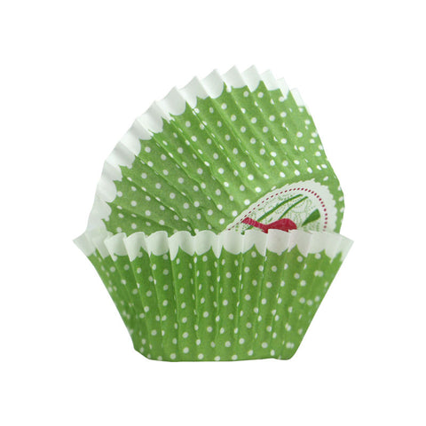 GREASEPROOF BAKING CASE 73MM GREEN BIRD (#59174)