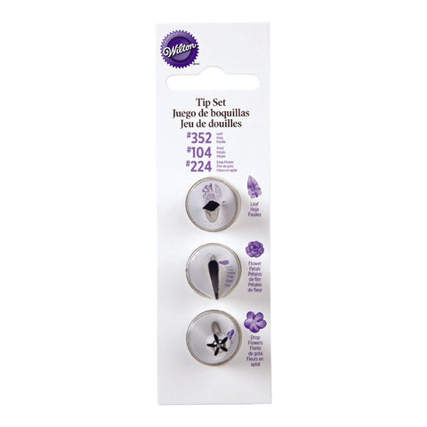 PIPING TIP SET PETAL & DROP FLOWER CARDED (#59981)