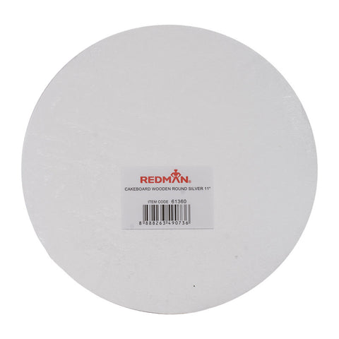 WOODEN CAKEBOARD ROUND SILVER 11" (#61360)