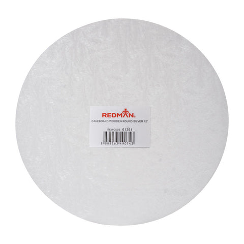 WOODEN CAKEBOARD RD SILVER 12" (#61361)