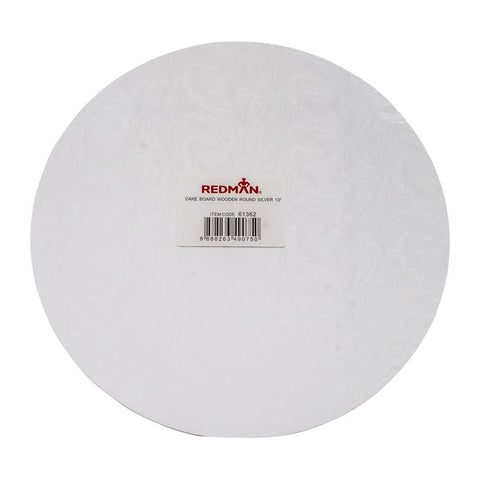 WOODEN CAKEBOARD RD SILVER 13" (#61362)