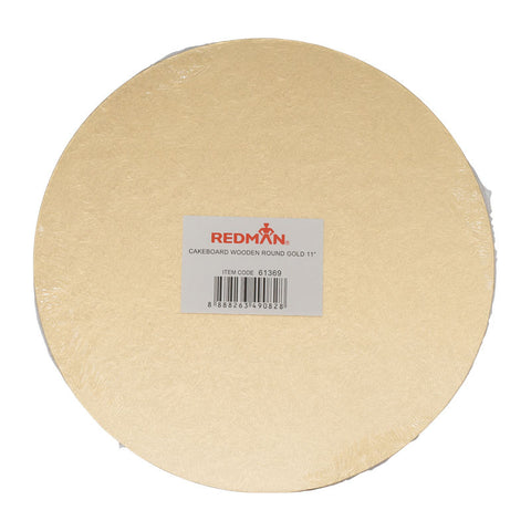 WOODEN CAKE BOARD ROUND 11" GOLD (#61369)
