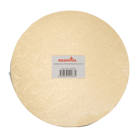 WOODEN CAKEBOARD ROUND GOLD 12" (#61370)