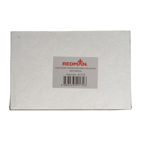 CAKEBOARD WOODEN RECT SILVER 6X9" 5PCS (#61713)