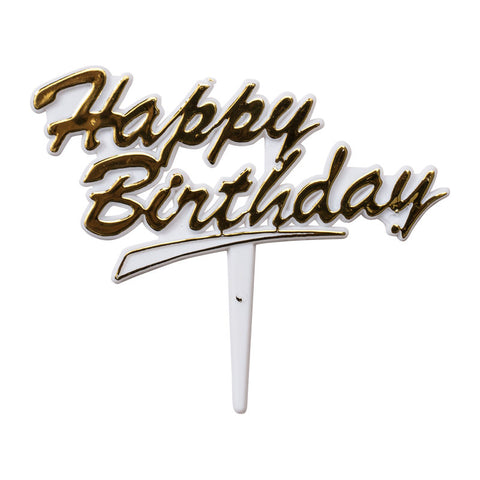 HAPPY BIRTHDAY TAG (GOLD-WHITE) 5PCS (#61719)