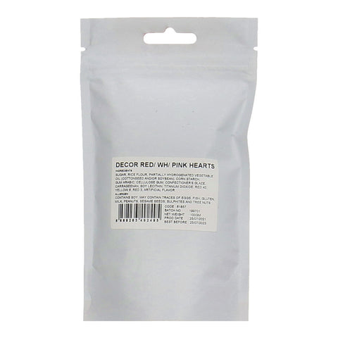 DECOR RED WHITE PINK HEARTS 100G (#61857)