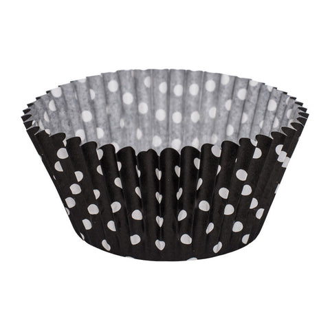 GREASEPROOF BAKING CASE 115MM BLACK POLKA DOTS 500PC (#62078)