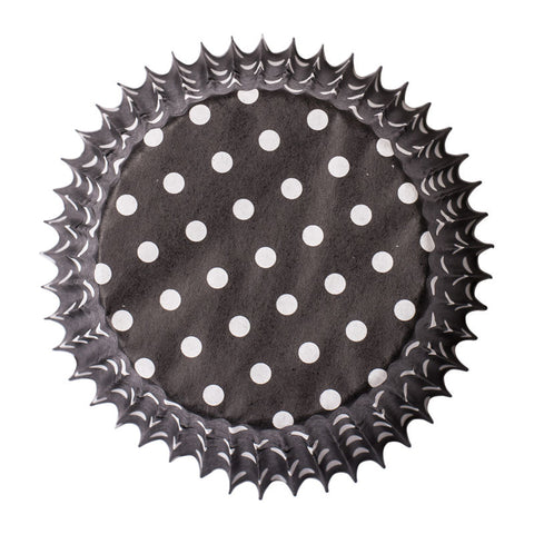 GREASEPROOF BAKING CASE 115MM BLACK POLKA DOTS 500PC (#62078)