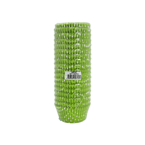 GREASEPROOF BAKING CASE 115MM GREEN POLKA DOTS 500PCS (#62079)