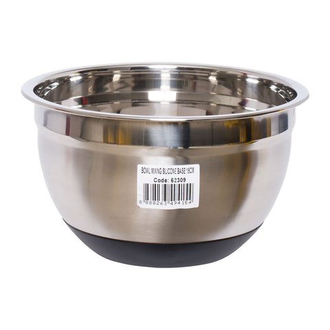 STAINLESS STEEL MIXING BOWL WITH SILICON BASE 18CM (#62309)