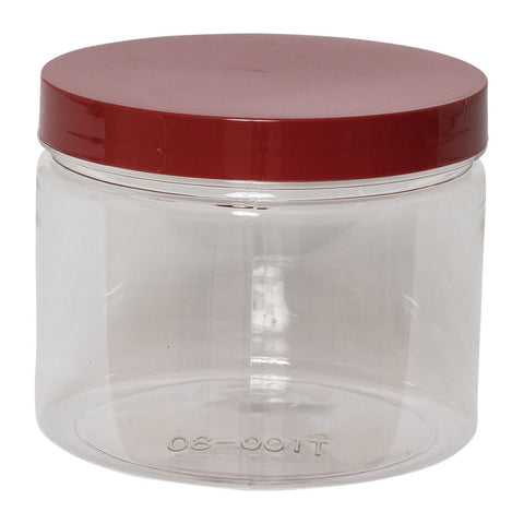 ROUND PET CONTAINER RED CAP 550ML (#63840)
