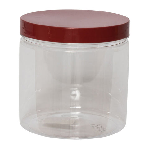 ROUND PET CONTAINER RED CAP 720ML (#63841)