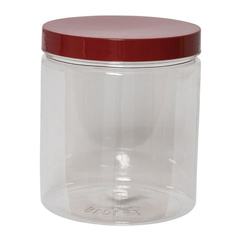ROUND PET CONTAINER RED CAP 820ML (#63842)