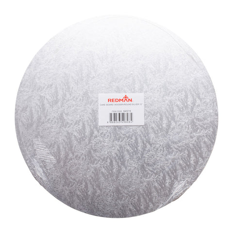 WOODEN CAKEBOARD RD SILVER 15" (#64515)