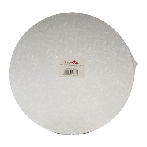WOODEN CAKEBOARD RD SILVER 16" (#64516)