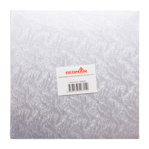 WOODEN CAKEBOARD SQUARE SILVER 11" (#64522)