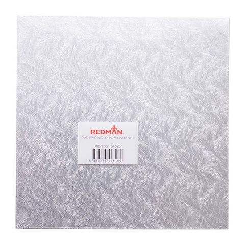 WOODEN CAKEBOARD SQUARE SILVER 12" (#64523)